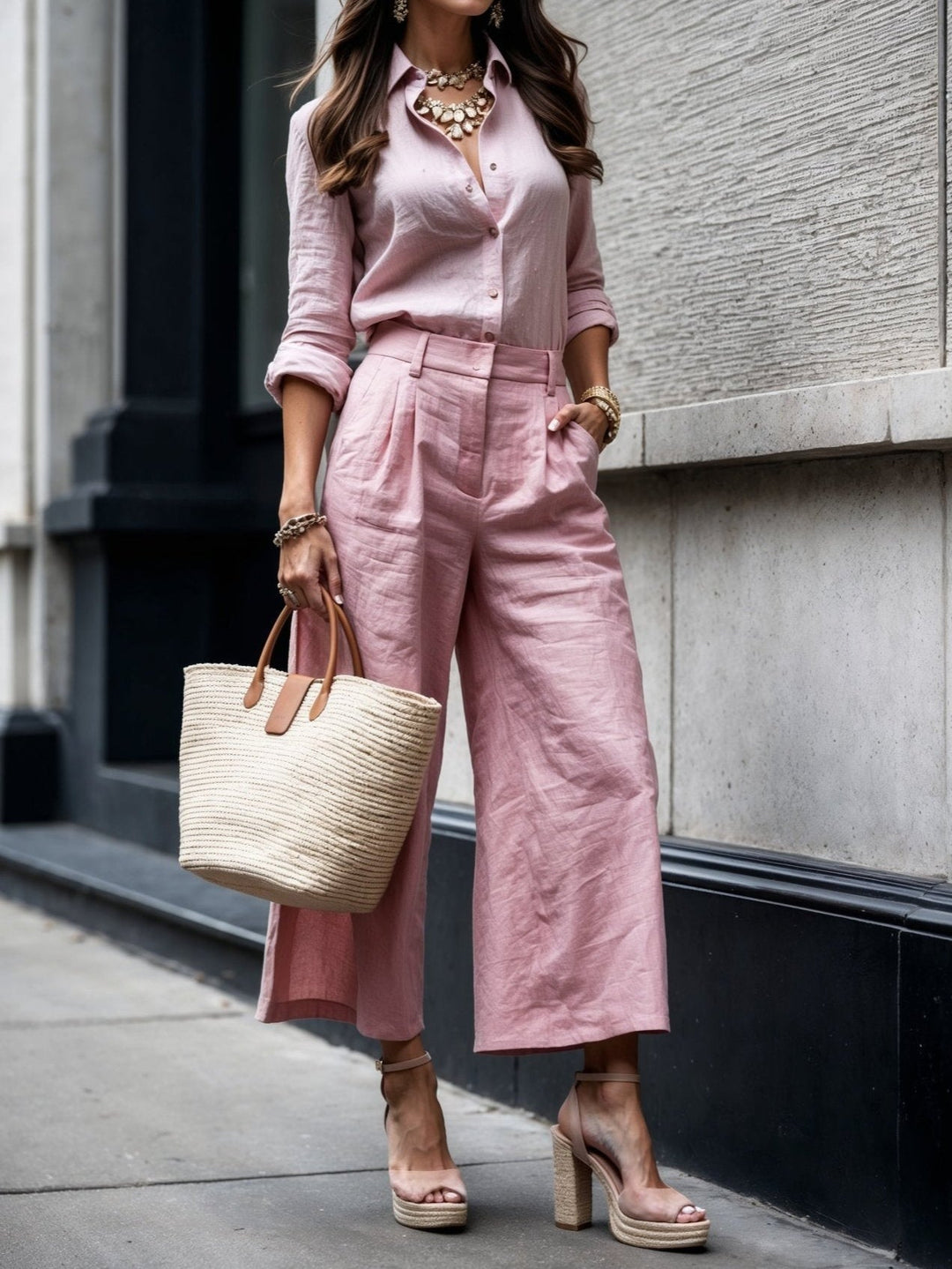 Genna - Rosa Caprihose und weites Shirt-Set