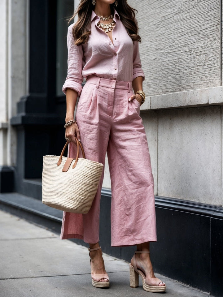 Genna - Rosa Caprihose und weites Shirt-Set