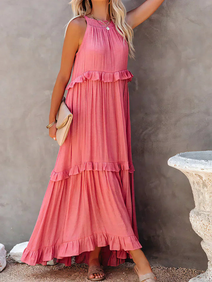 Ilona - HALTERNECK-KLEID MIT RÜSCHEN UND TASCHEN