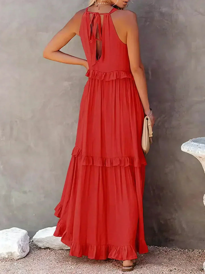 Ilona - HALTERNECK-KLEID MIT RÜSCHEN UND TASCHEN