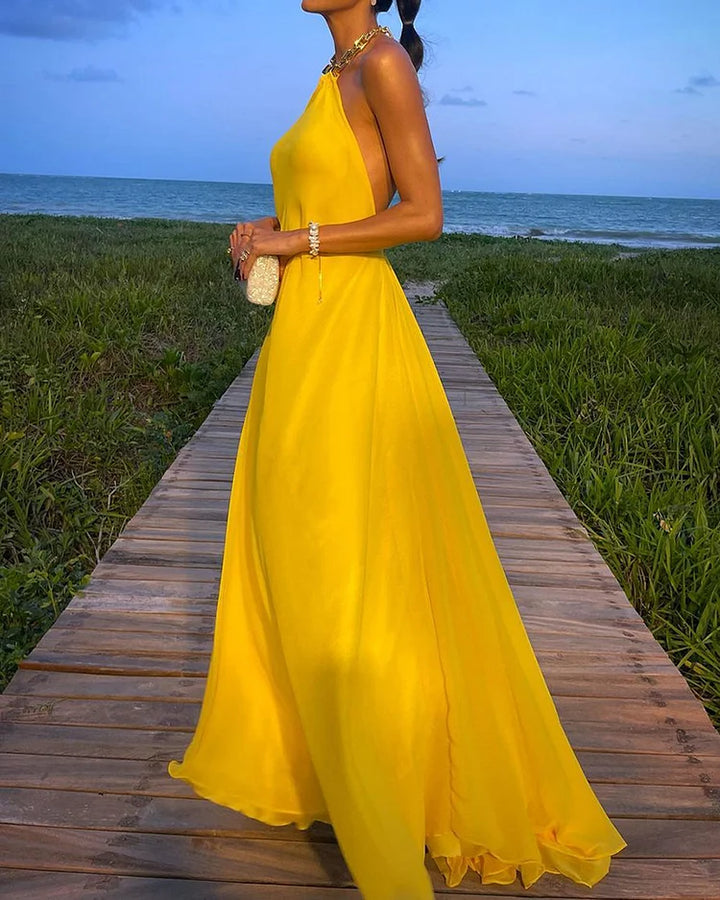 Kayla - Solid Color Kleid mit Halskette