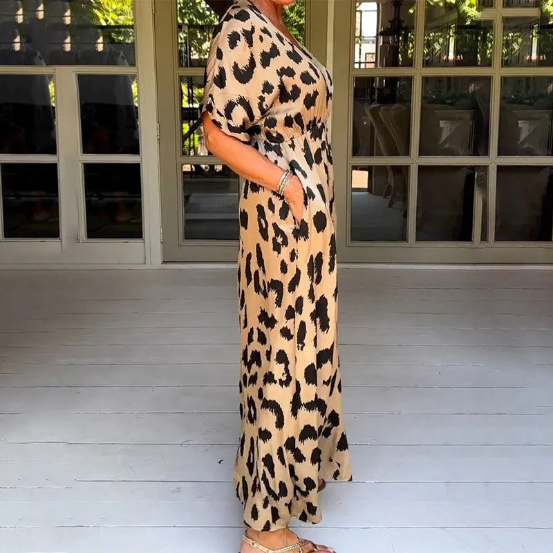Helga - Maxikleid mit Leopardenmuster