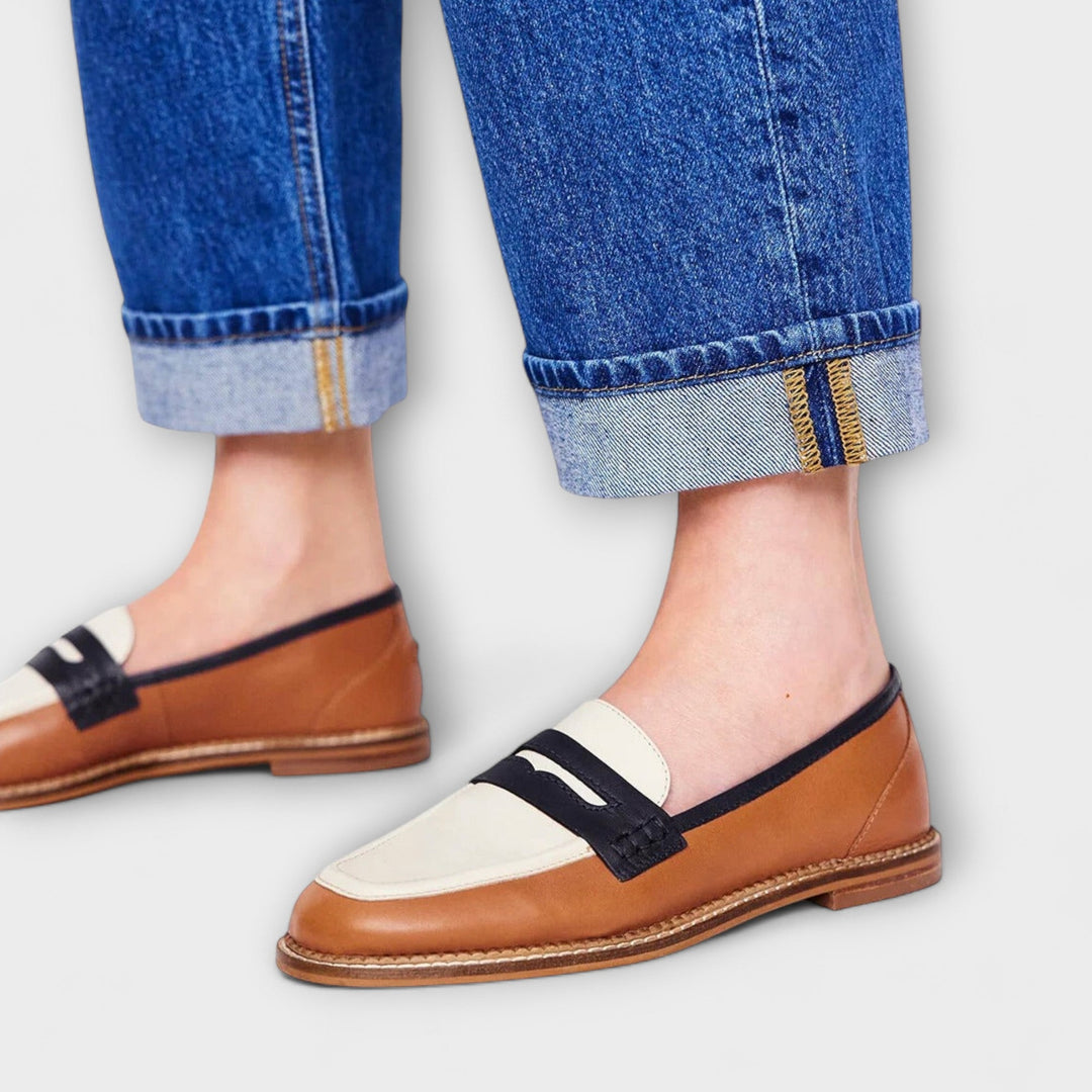 Oceane – Brauner Loafer mit runder Spitze und Colourblock-Design