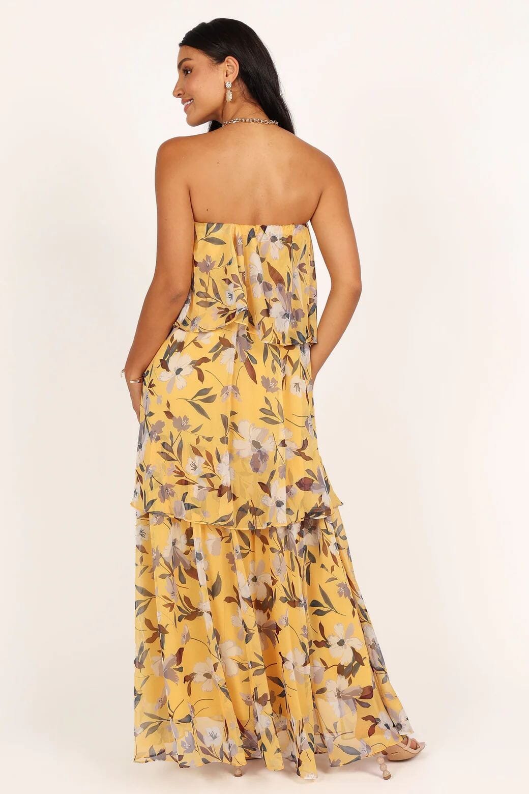 Elsie - Gepunktetes Trägerloses Maxikleid