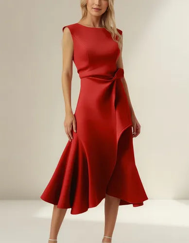 Juliette – Asymmetrisches Drapiertes Midikleid