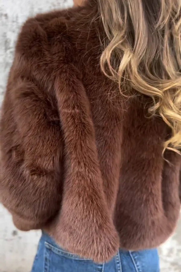 Jamie - Modische Kunstfell-Turtleneck-Jacke mit Reißverschluss für den Alltag