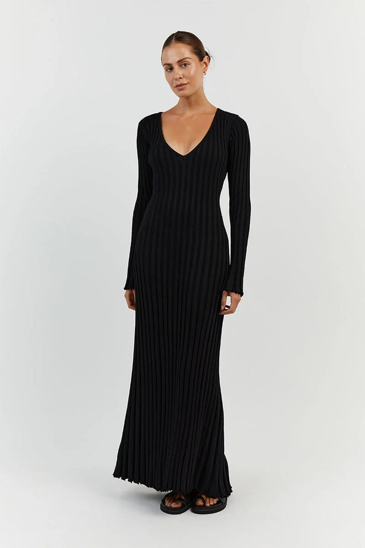 Dianara™ | Strick-Midikleid mit V-Ausschnitt und Ärmeln (Kopie)