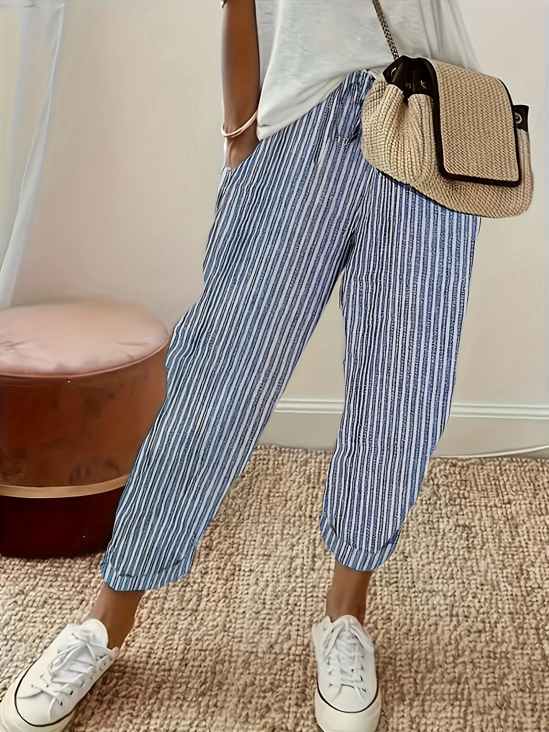 Elena - Gestreifte Hose mit weitem Bein