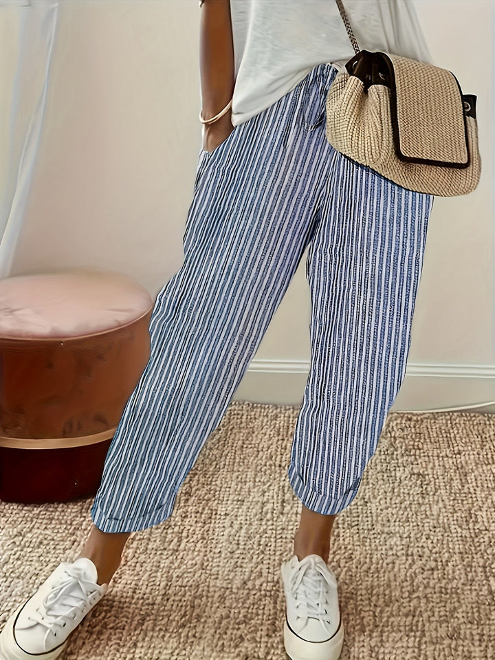 Elena - Gestreifte Hose mit weitem Bein
