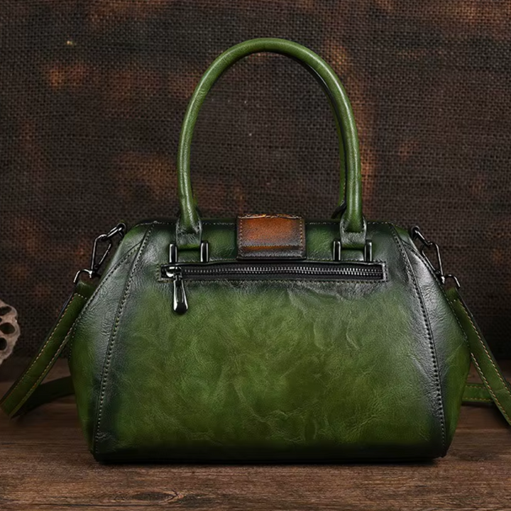 Florina - Gegravierte Lederhandtasche mit Blumenmuster