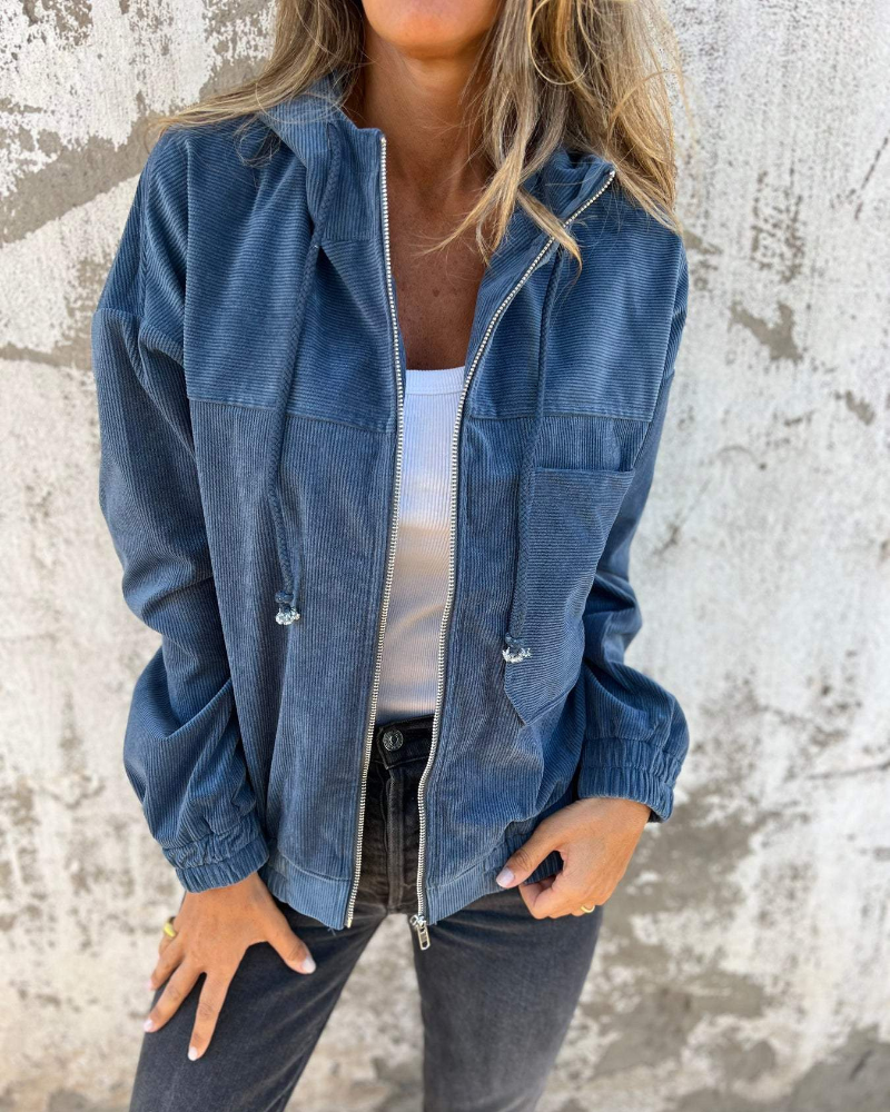 Ella - Corduroy Kapuzenjacke mit Reißverschluss
