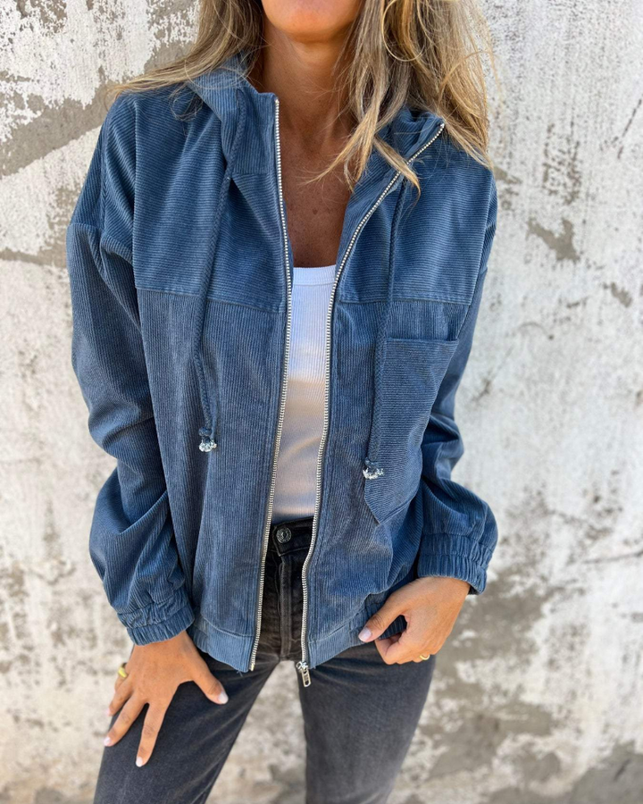 Ella - Corduroy Kapuzenjacke mit Reißverschluss