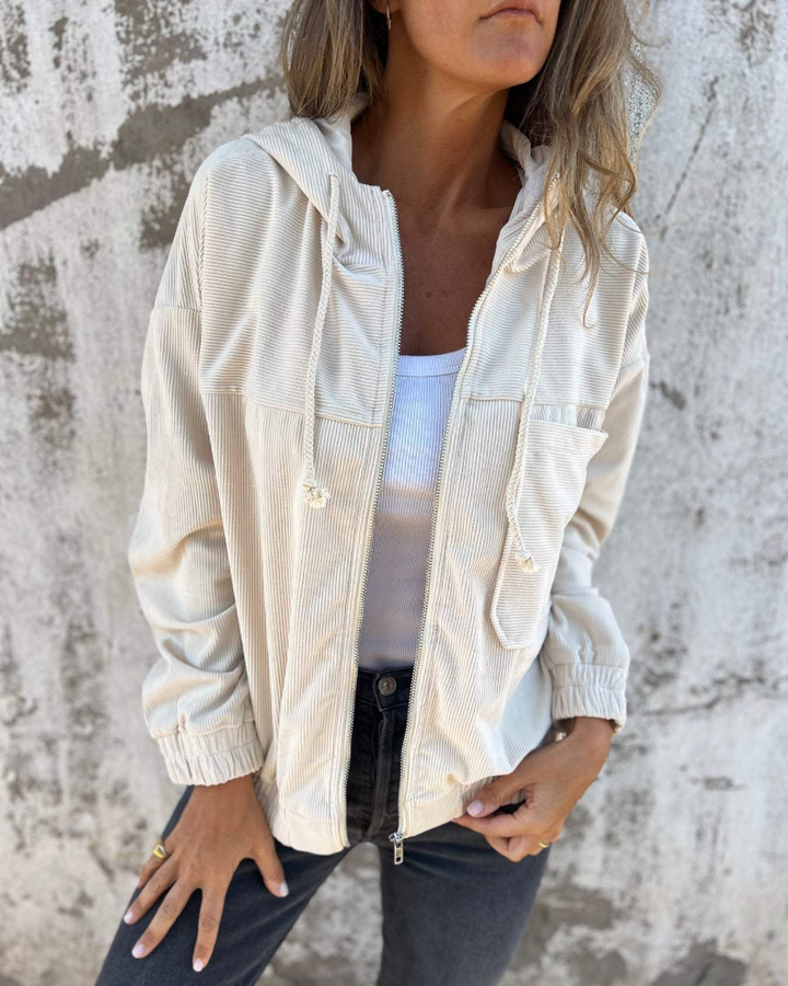 Ella - Corduroy Kapuzenjacke mit Reißverschluss
