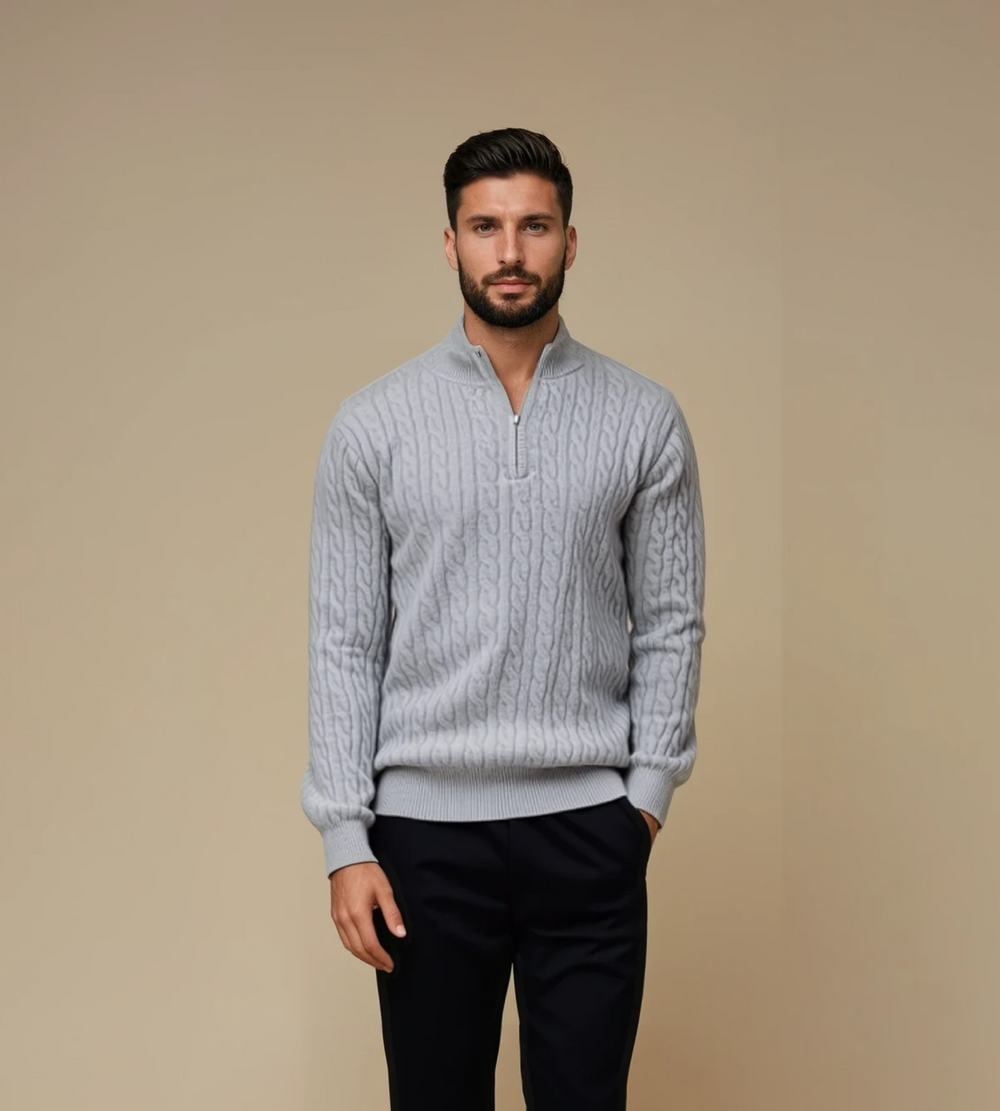 Rian - Zopfpullover mit 1/4-Reißverschluss