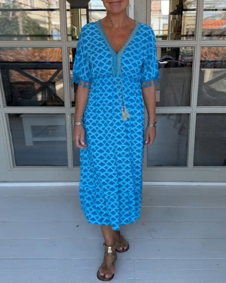 Ania - Freizeitkleid mit V-Ausschnitt und Print