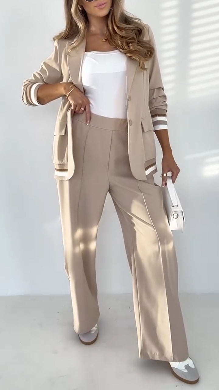 Kayla - Damen Sakko mit Revers in Uni-Farbe und Streifen im Freizeitstil