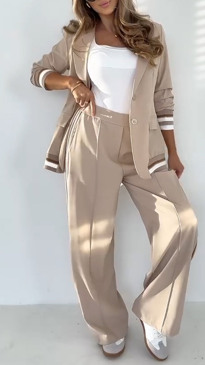 Kayla - Damen Sakko mit Revers in Uni-Farbe und Streifen im Freizeitstil