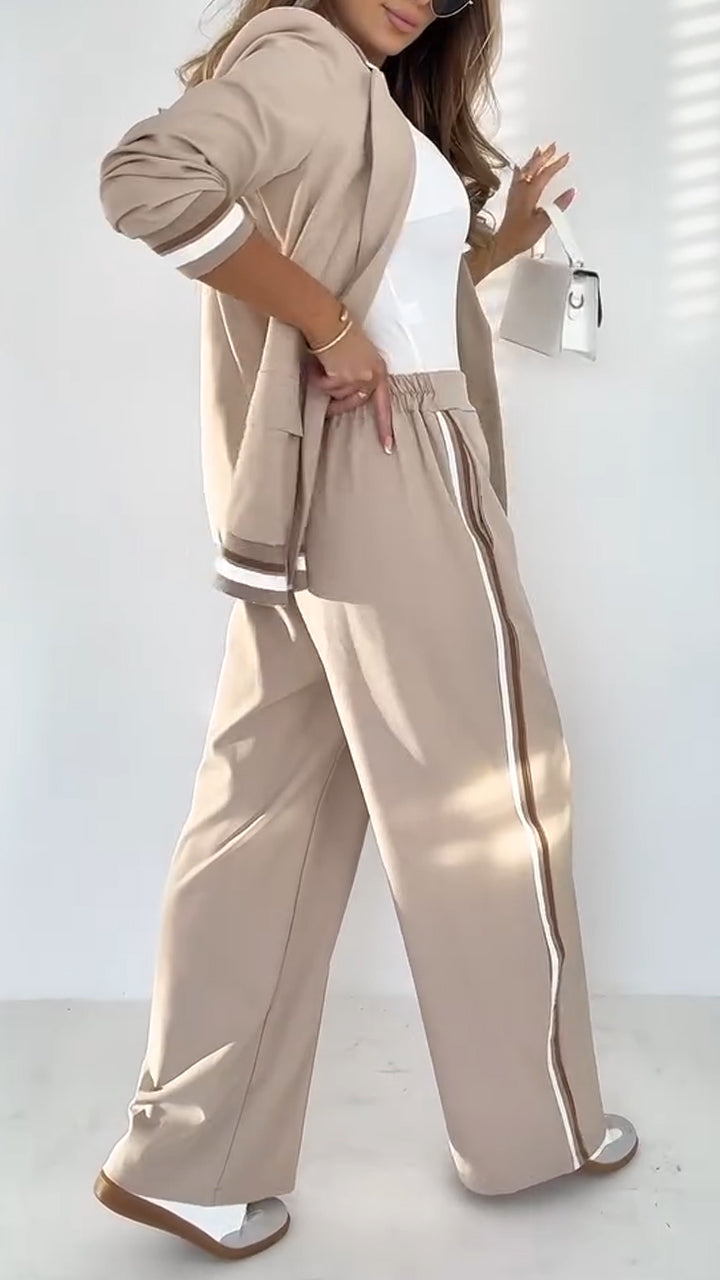 Kayla - Damen Sakko mit Revers in Uni-Farbe und Streifen im Freizeitstil