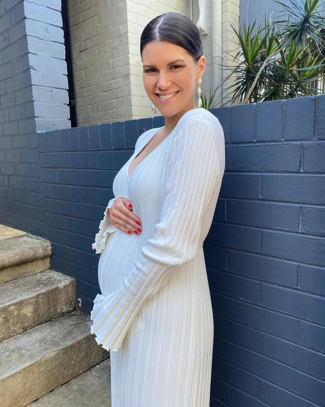 Sara - Herbst Neues Strick-Midikleid mit Ärmeln