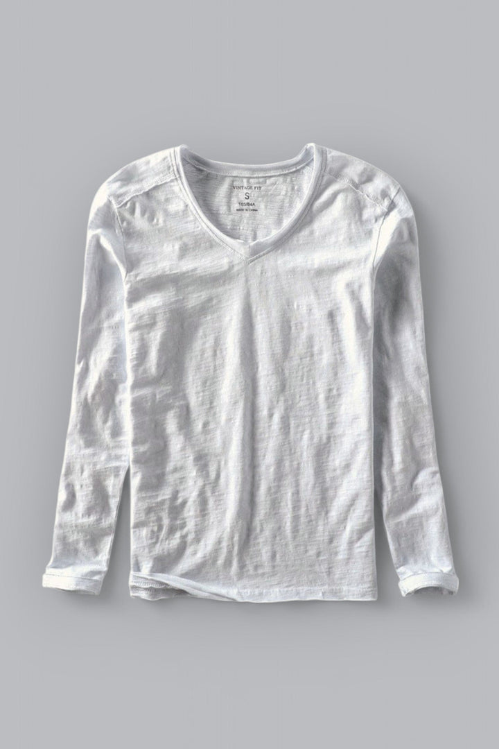 Avery - Plain V Neck Langarm Shirt