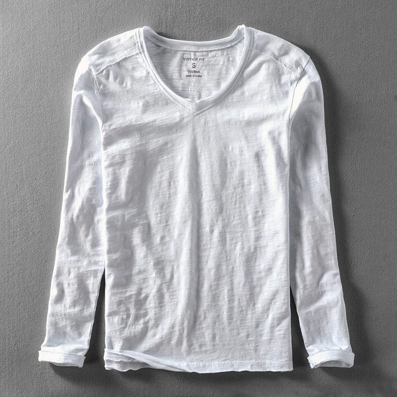 Avery - Plain V Neck Langarm Shirt