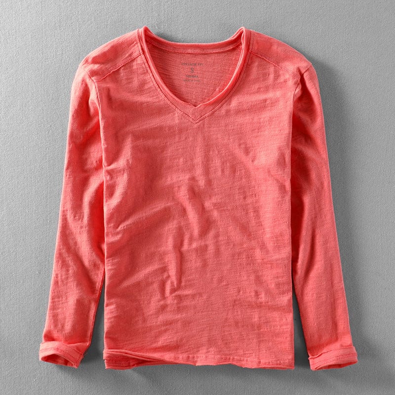 Avery - Plain V Neck Langarm Shirt