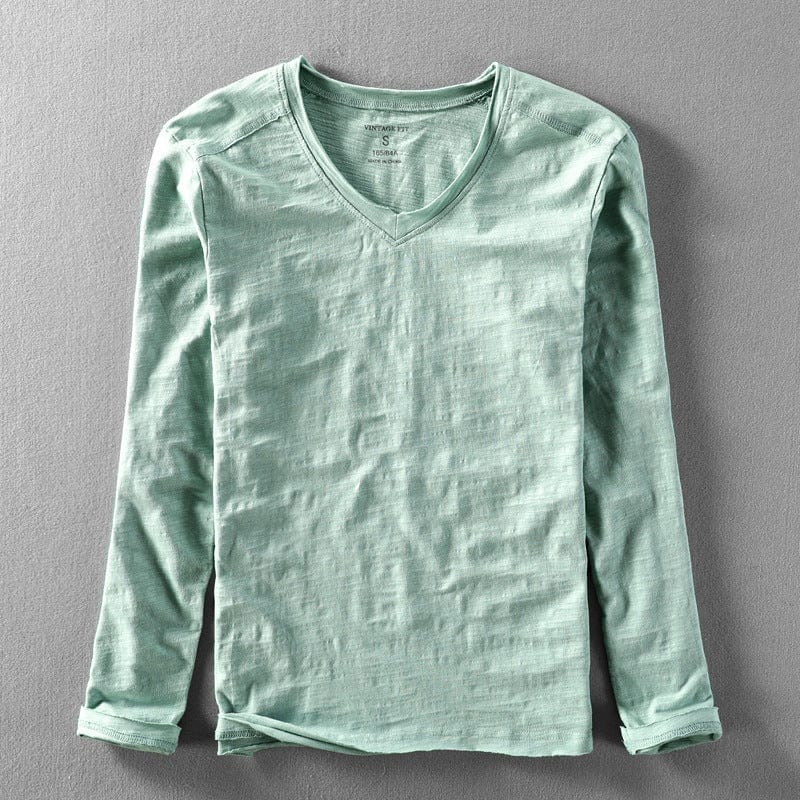 Avery - Plain V Neck Langarm Shirt