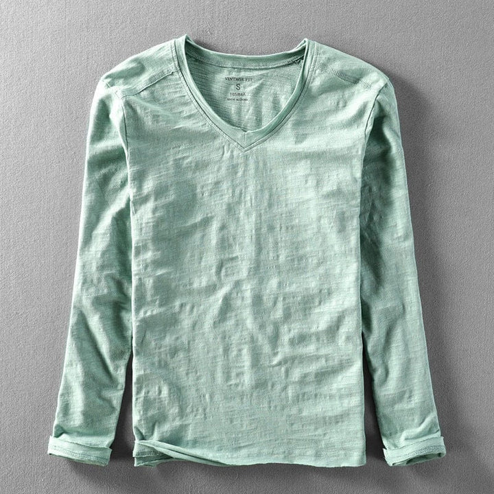 Avery - Plain V Neck Langarm Shirt