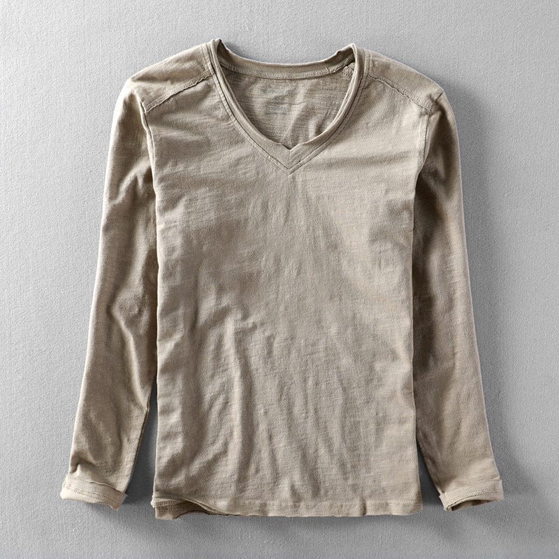 Avery - Plain V Neck Langarm Shirt