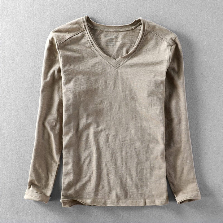 Avery - Plain V Neck Langarm Shirt