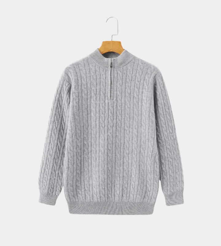 Rian - Zopfpullover mit 1/4-Reißverschluss