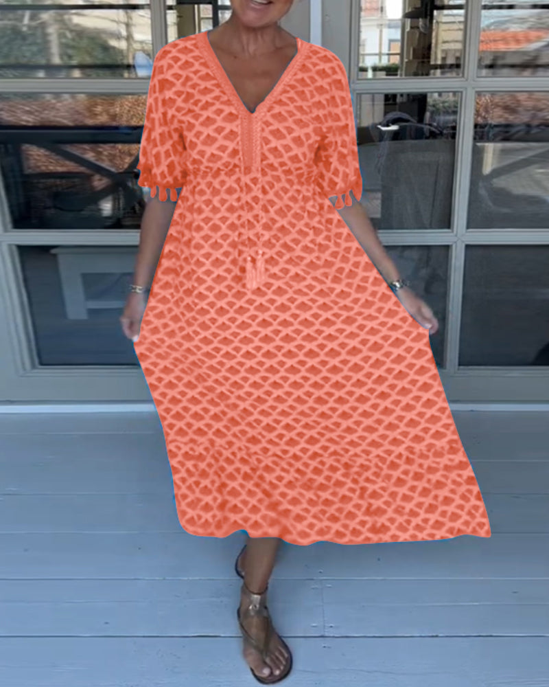 Ania - Freizeitkleid mit V-Ausschnitt und Print