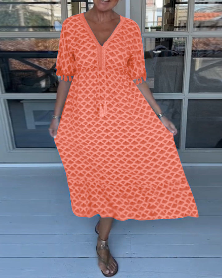 Ania - Freizeitkleid mit V-Ausschnitt und Print