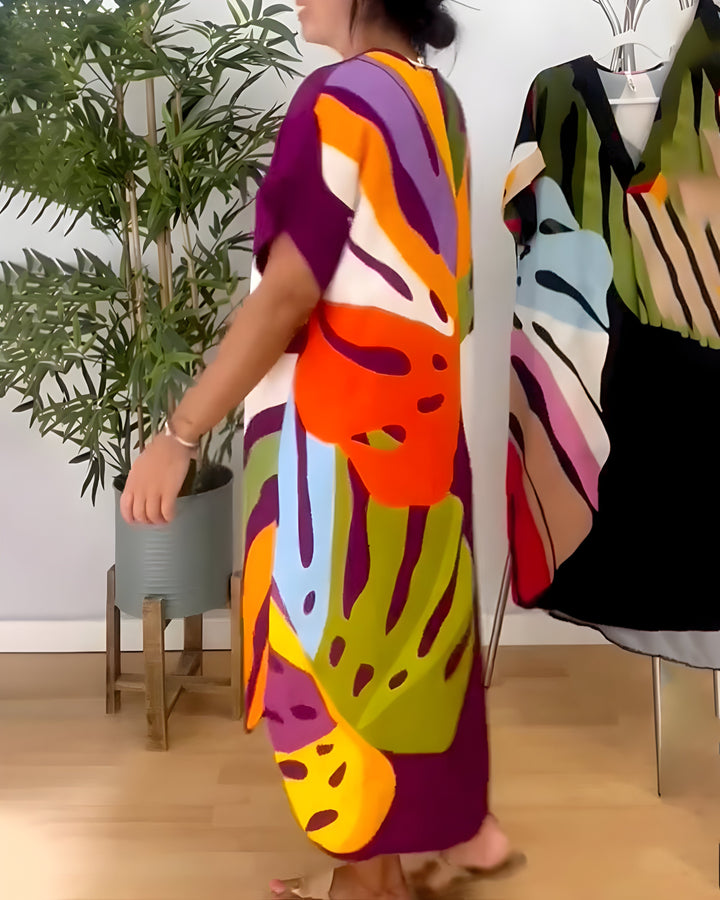 Tuva™ | Ibiza-inspiriertes Sommerkleid mit Blattmuster
