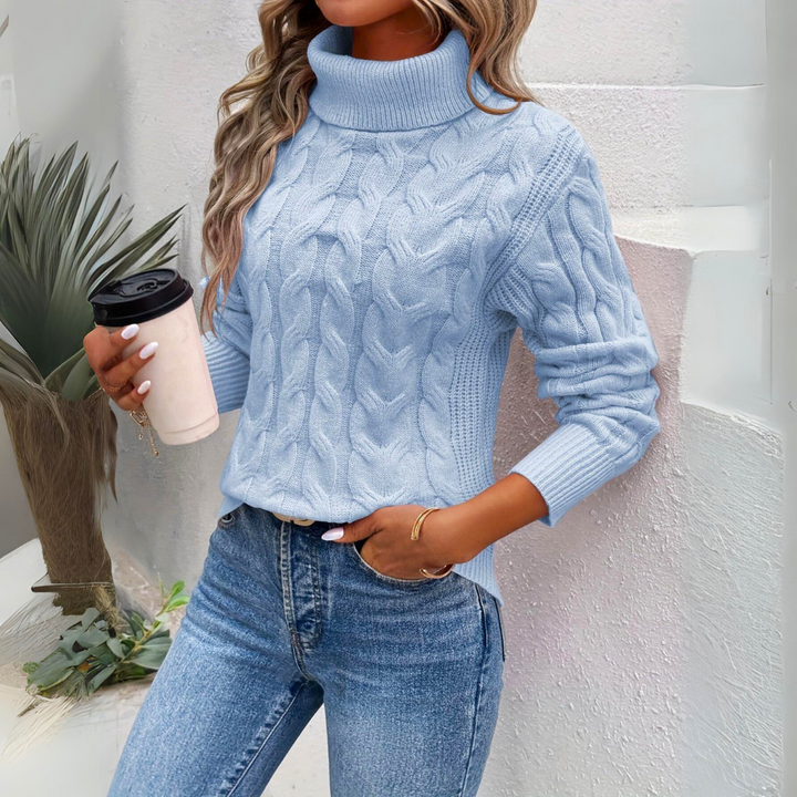 Giorgia – Zopfmuster-Rollkragenpullover