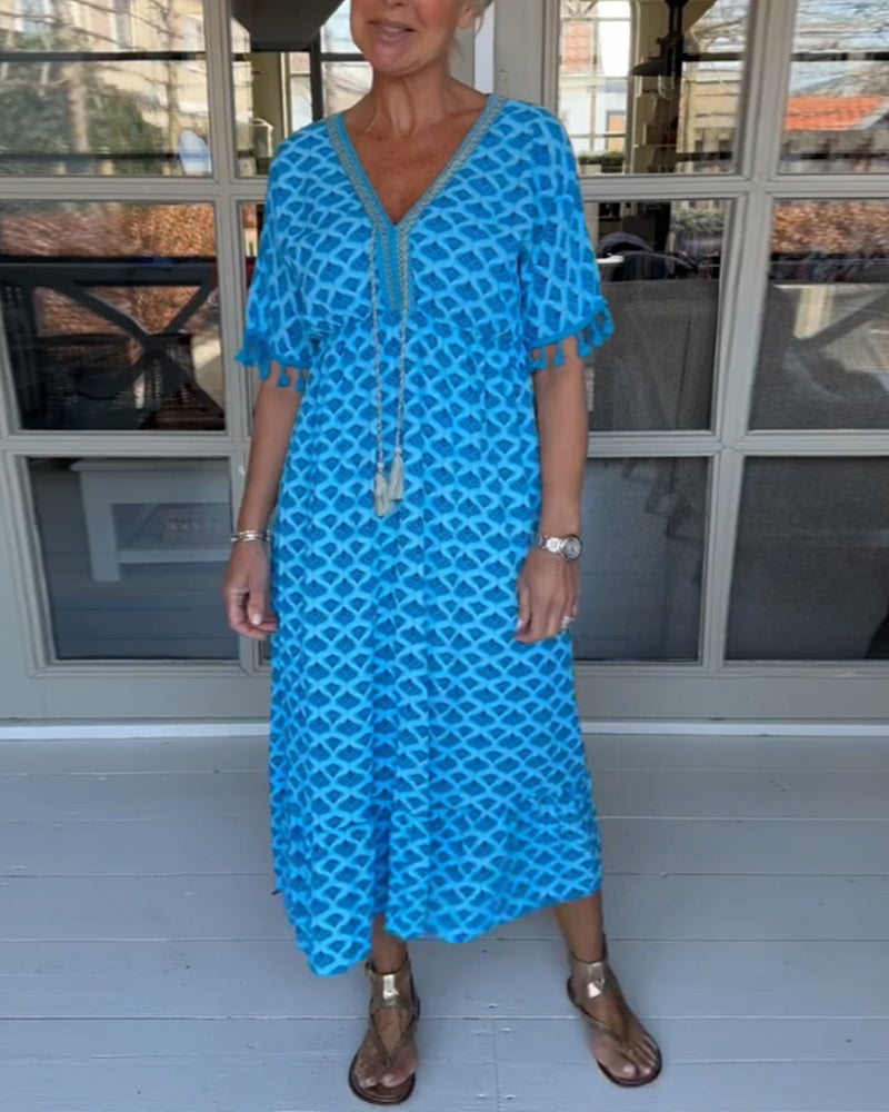 Ania - Freizeitkleid mit V-Ausschnitt und Print