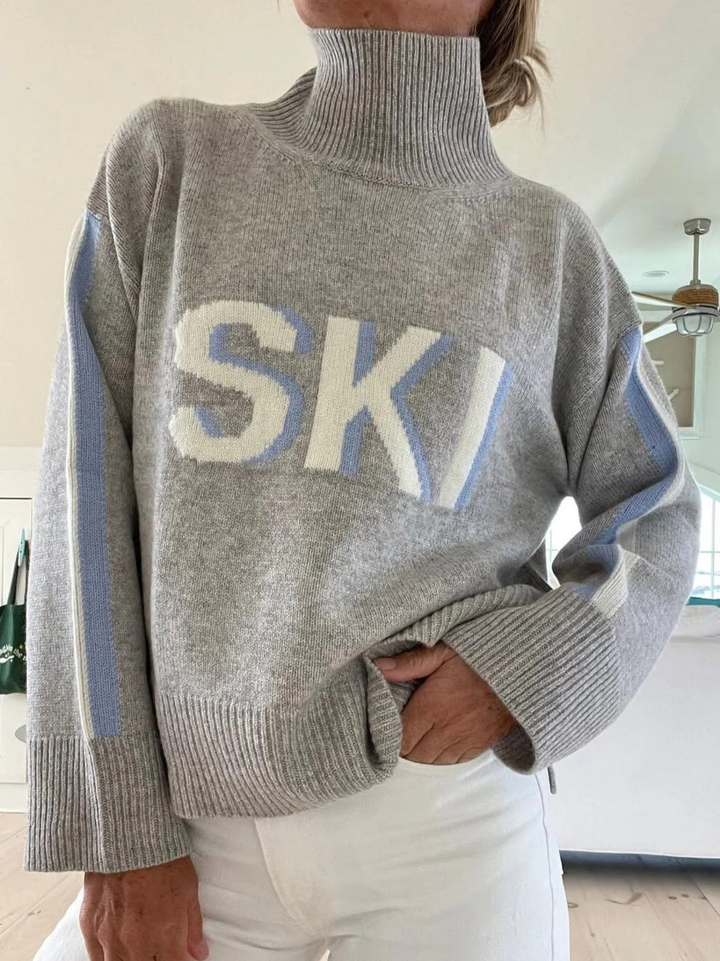 Retro Kaschmir Rollkragenpullover im Ski-Design