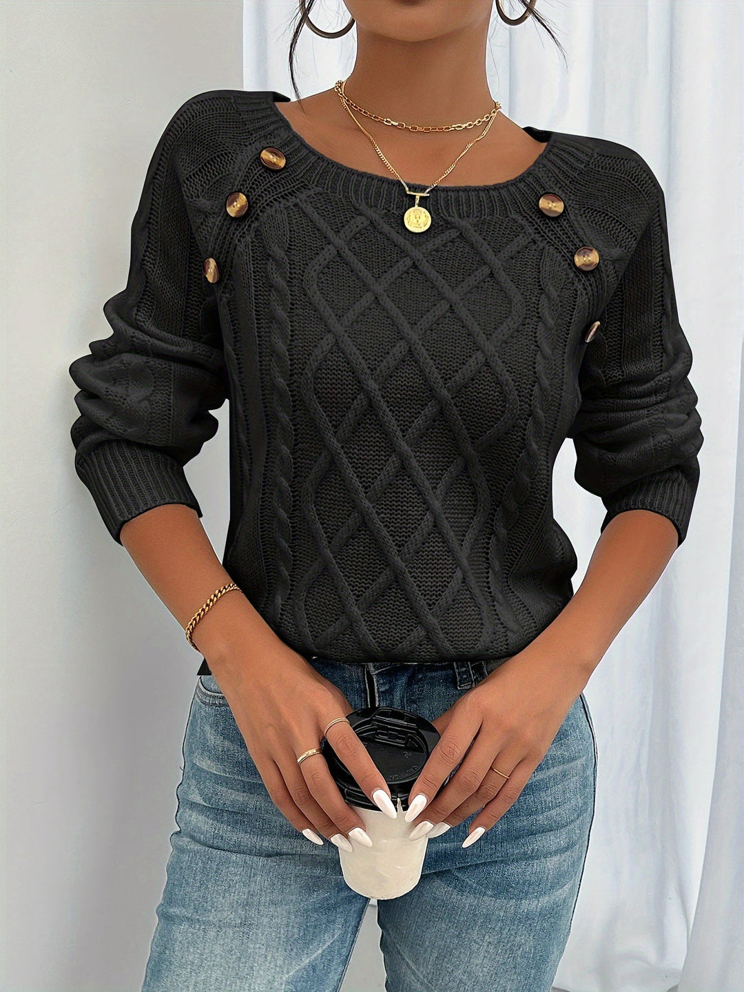 Bella – Zopfmuster-Strickpullover