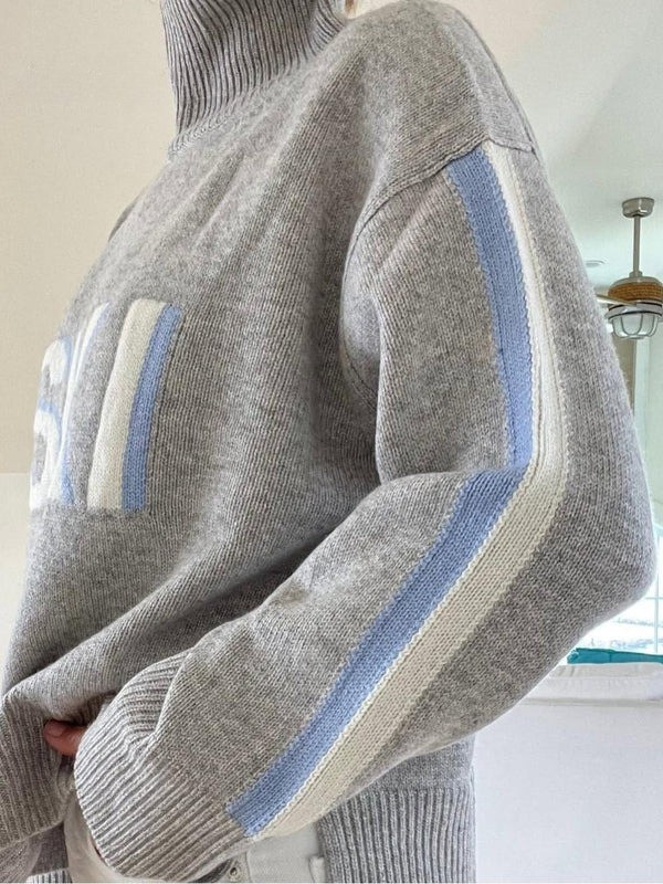 Retro Kaschmir Rollkragenpullover im Ski-Design