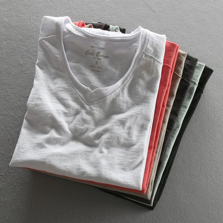 Avery - Plain V Neck Langarm Shirt