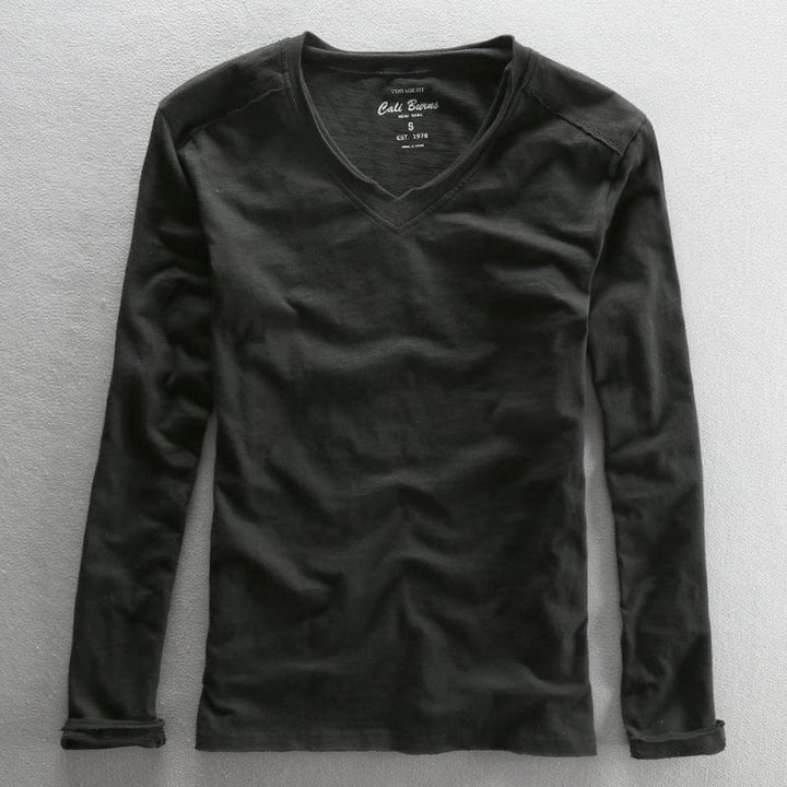 Avery - Plain V Neck Langarm Shirt