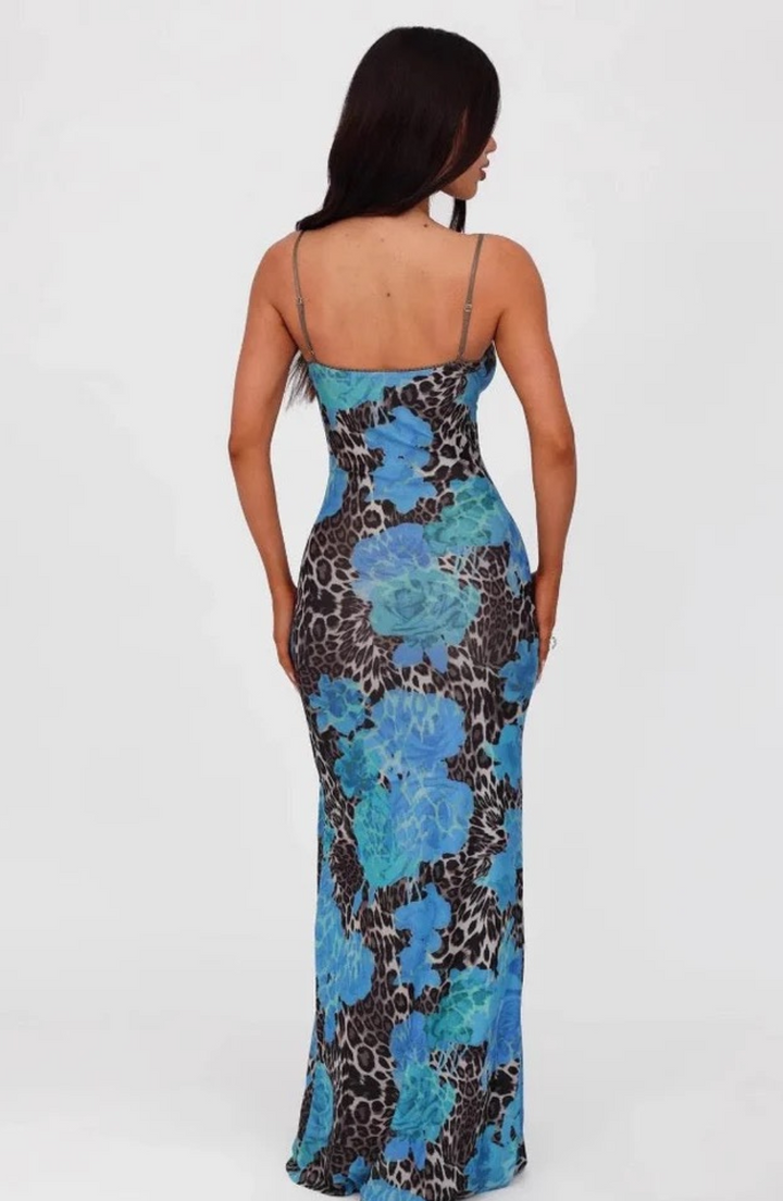 Hera - Blue Jaguar Maxi Dress