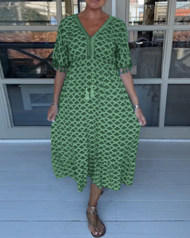 Ania - Freizeitkleid mit V-Ausschnitt und Print