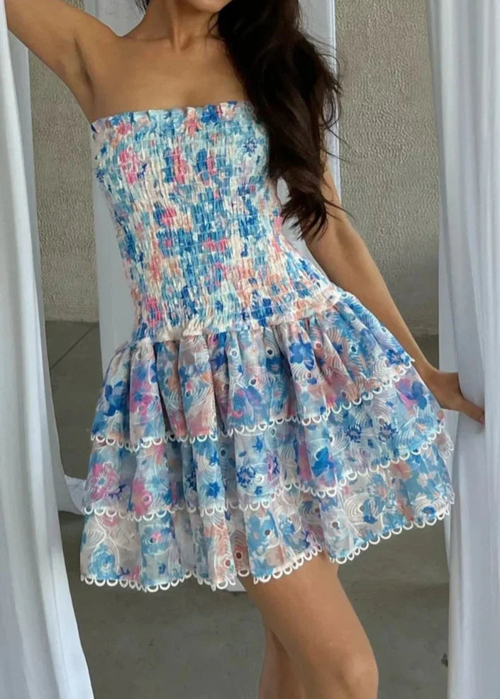 Kaylee | Trägerloses Blumenkleid