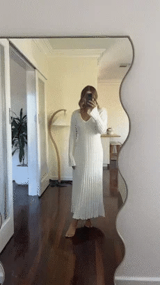 Sara - Herbst Neues Strick-Midikleid mit Ärmeln
