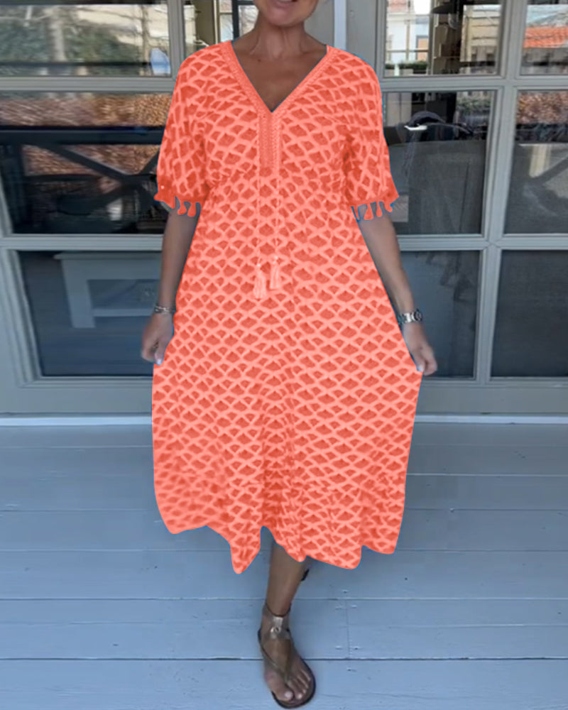 Ania - Freizeitkleid mit V-Ausschnitt und Print