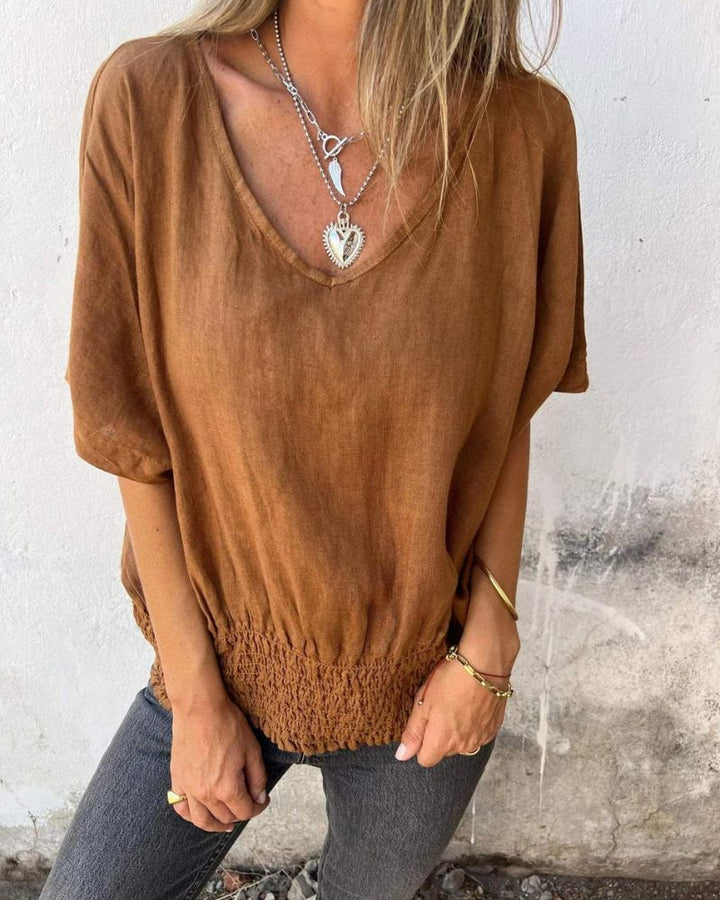 BOMIA - Bequemes Tailliertes T-Shirt mit V-Ausschnitt