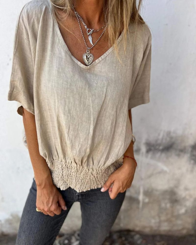 BOMIA - Bequemes Tailliertes T-Shirt mit V-Ausschnitt