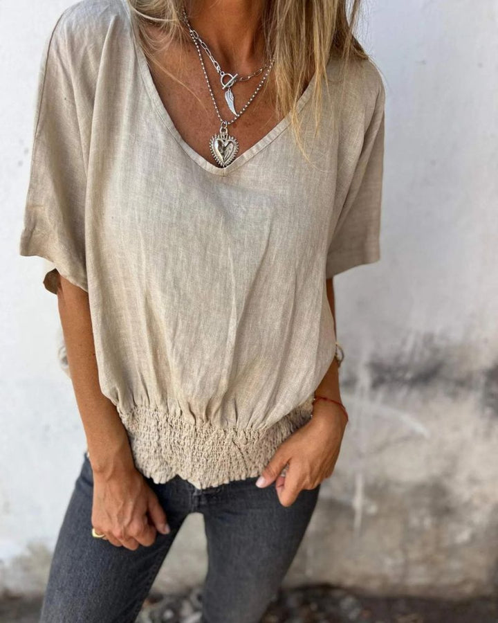 BOMIA - Bequemes Tailliertes T-Shirt mit V-Ausschnitt