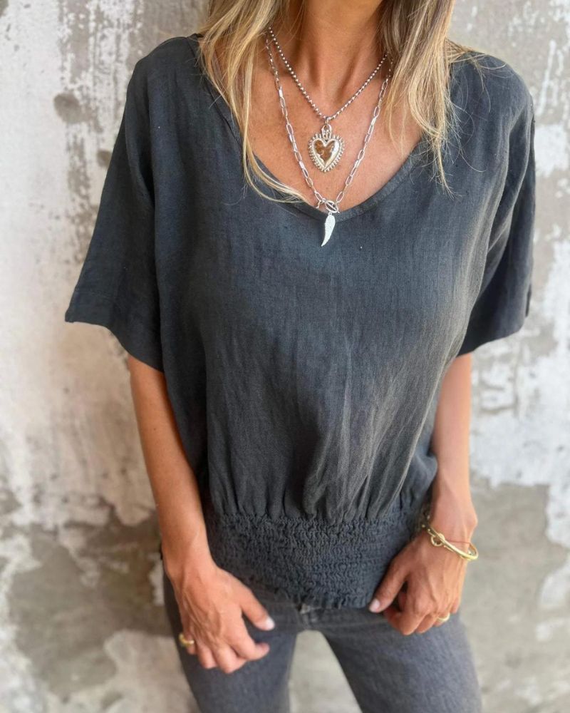 BOMIA - Bequemes Tailliertes T-Shirt mit V-Ausschnitt